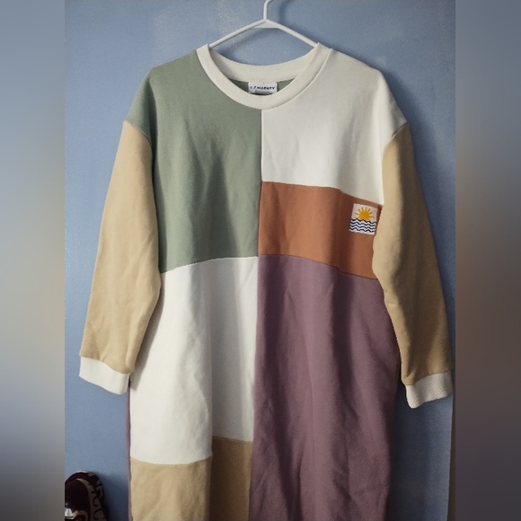 L.F. MARKEY Anders Pastel Patchwork Fleece Sweatshirt Dress S/M - Picture 6 of 10